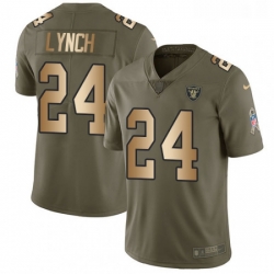 Youth Nike Oakland Raiders 24 Marshawn Lynch Limited OliveGold 2017 Salute to Service NFL Jersey