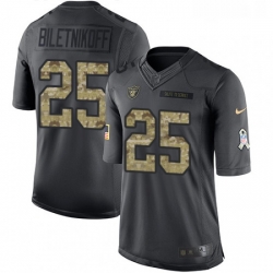 Youth Nike Oakland Raiders 25 Fred Biletnikoff Limited Black 2016 Salute to Service NFL Jersey