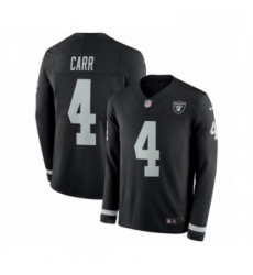 Youth Nike Oakland Raiders 4 Derek Carr Limited Black Therma Long Sleeve NFL Jersey