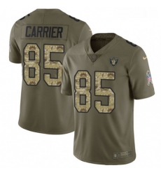 Youth Nike Oakland Raiders 85 Derek Carrier Limited Olive Camo 2017 Salute to Service NFL Jersey