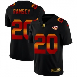 Los Angeles Rams 20 Jalen Los Angeles Ramsey Men Black Nike Red Orange Stripe Vapor Limited NFL Jersey