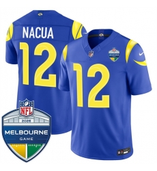Men Los Angeles Rams  12 Puka Nacua Royal 2026 F U S E  Melbourne Game Patch Vapor Limited Stitched Football Jersey