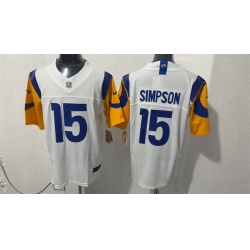 Men Los Angeles Rams  15 Ty Simpson White 2026 Draft F U S E  Vapor Limited Stitched Football Jersey
