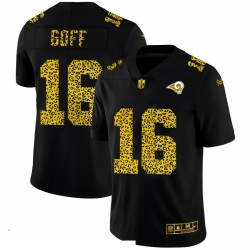 Men Los Angeles Rams 16 Jared Goff Men Nike Leopard Print Fashion Vapor Limited NFL Jersey Black