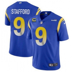 Men Los Angeles Rams 9 Matthew Stafford 2022 Royal With 4 Star C Patch Vapor Untouchable Limited Stitched Jersey