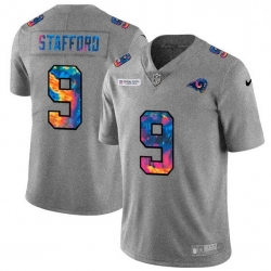 Men Los Angeles Rams 9 Matthew Stafford Men Nike Multi Color 2020 NFL Crucial Catch NFL Jersey Greyheather