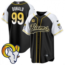 Men Los Angeles Rams  99 Aaron Donald Black Alternate With 4 Star C Patch Stitched Baseball Jersey