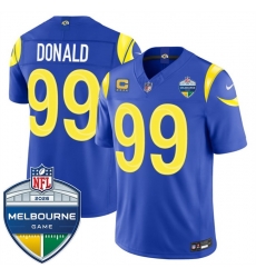 Men Los Angeles Rams 99 Aaron Donald Royal 2026 F U S E 4 Star C Patch And Melbourne Game Patch Vapor Limited Stitched Football Jersey Men Los Angeles Rams 99 Aaron Donald Royal 2026 F U S E 4 Star C Patch And Melbourne Game Patch Vapor Limited Stitched Football Jersey