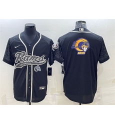 Men Los Angeles Rams Black Reflective Team Big Logo With Patch Cool Base Stitched Baseball Jersey