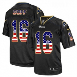 Men Nike Los Angeles Rams 16 Jared Goff Elite Black USA Flag Fashion NFL Jersey