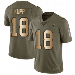 Men Nike Los Angeles Rams 18 Cooper Kupp Limited OliveGold 2017 Salute to Service NFL Jersey