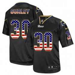 Men Nike Los Angeles Rams 30 Todd Gurley Elite Black USA Flag Fashion NFL Jersey