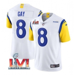 Nike Los Angeles Rams 8 Matt Gay White 2022 Super Bowl LVI Vapor Limited Jersey