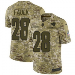 Nike Rams #28 Marshall Faulk Camo Mens Stitched NFL Limited 2018 Salute To Service Jersey