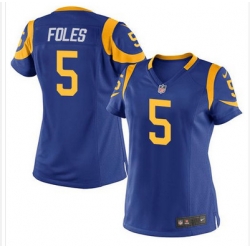 Nike Rams #5 Nick Foles Royal Blue Alternate Womens Stitched NFL Elite Jersey