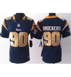 Women Nike St. Louis Rams 90 Brockers Blue LIMITED Jerseys