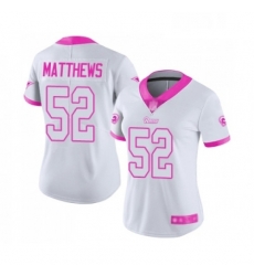 Womens Los Angeles Rams 52 Clay Matthews Limited White Pink Rush Fashion Football Jersey