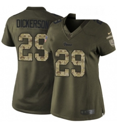 Womens Nike Los Angeles Rams 29 Eric Dickerson Elite Green Salute to Service NFL Jersey