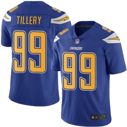 Chargers 99 Jerry Tillery Electric Blue Men Stitched Football Limited Rush Jersey