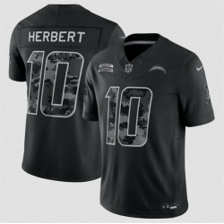 Men Los Angeles Chargers  10 Justin Herbert Black F U S E  2026 Salute to Service Limited Stitched Football Jersey