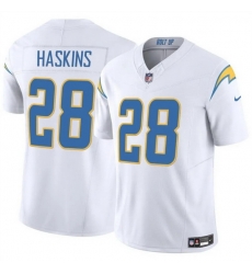 Men Los Angeles Chargers 28 Hassan Haskins White 2024 F U S E Vapor Limited Stitched Football Jersey