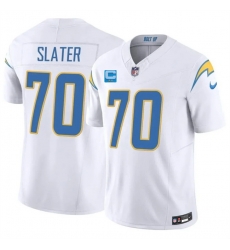 Men Los Angeles Chargers  70 Rashawn Slater White 2026 F U S E  2 Star C Patch Vapor Limited Stitched Football Jersey