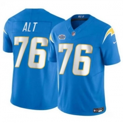 Men Los Angeles Chargers 76 Joe Alt Light Blue 2024 With Dradt Patch Vapor Limited Stitched Football Jersey