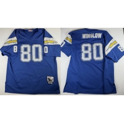 Men Los Angeles Chargers  80 Kellen Winslow Blue 1981 Throwback Stitched Football Jersey