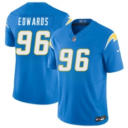 Men Los Angeles Chargers  96 TeRah Edwards Blue 2026 F U S E  Vapor Limited Stitched Football Jersey