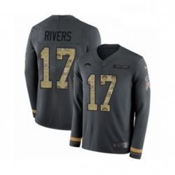 Men Nike Los Angeles Chargers 17 Philip Rivers Limited Black Salute to Service Therma Long Sleeve NFL Jersey