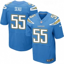 Men Nike Los Angeles Chargers 55 Junior Seau Elite Electric Blue Alternate NFL Jersey