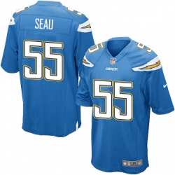 Men Nike Los Angeles Chargers 55 Junior Seau Game Electric Blue Alternate NFL Jersey