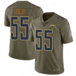 Men Nike Los Angeles Chargers 55 Junior Seau Limited Olive 2017 Salute to Service NFL Jersey