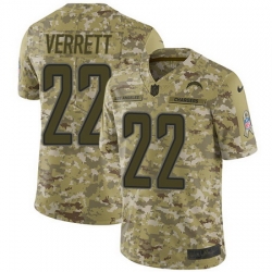 Nike Chargers #22 Jason Verrett Camo Mens Stitched NFL Limited 2018 Salute To Service Jersey