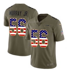 Nike Chargers 56 Kenneth Murray Jr Olive USA Flag Men Stitched NFL Limited 2017 Salute To Service Jersey