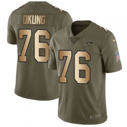 Nike Chargers #76 Russell Okung Olive Gold Mens Stitched NFL Limited 2017 Salute To Service Jersey