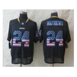 Nike San Diego Chargers 24 Ryan Mathews Black Elite USA Flag Fashion NFL Jersey