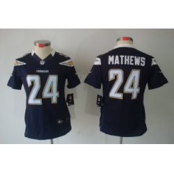 Nike Women San Diego Charger #24 Mathews Blue Color[Women Limited Jerseys]