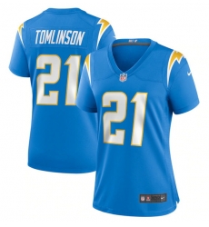 Women Los Angeles Chargers 21 LaDainian Tomlinson Blue Stitched Game Jersey