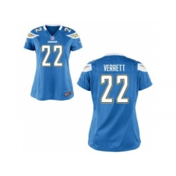 Women Nike San Diego Chargers 22 Jason Verrett Light Blue MLB Jerseys