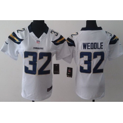 Women Nike San Diego Chargers 32 Eric Weddle White NFL Jerseys