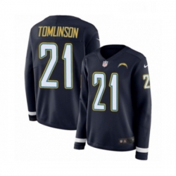 Womens Nike Los Angeles Chargers 21 LaDainian Tomlinson Limited Navy Blue Therma Long Sleeve NFL Jersey