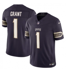 Men Minnesota Vikings  1 Bud Grant Deep Purple 2026 F U S E  Rivalries Collection Limited Stitched Football Jersey