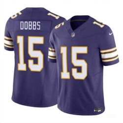 Men Minnesota Vikings 15 Josh Dobbs Purple 2023 F U S E  Throwback Limited Stitched Jersey