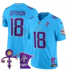 Men Minnesota Vikings  18 Justin Jefferson Light Blue F U S E  2024 Prince Vapor Limited Stitched Football Jersey