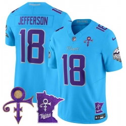 Men Minnesota Vikings  18 Justin Jefferson Light Blue F U S E  2024 Prince Vapor Limited Stitched Football Jersey
