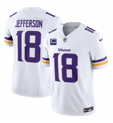 Men Minnesota Vikings 18 Justin Jefferson White 2026 F U S E With 4 star C Patch And John Madden Patch Vapor Limited Stitched Football Jersey Men Minnesota Vikings 18 Justin Jefferson White 2026 F U S E With 4 star C Patch And John Madden Patch Vapor Limited Stitched Football Jersey