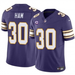 Men Minnesota Vikings 30 C J  Ham Purple 2024 F U S E  Throwback With 4 Star C Patch Vapor Untouchable Limited Stitched Jersey