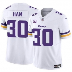 Men Minnesota Vikings 30 C J  Ham White 2024 F U S E  With 4 Star C Patch Vapor Untouchable Limited Stitched Jersey