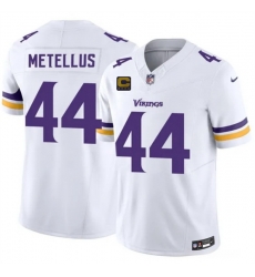 Men Minnesota Vikings  44 Josh Metellus White 2026 F U S E  4 Star C Patch Winter Warrior Limited Stitched Jersey